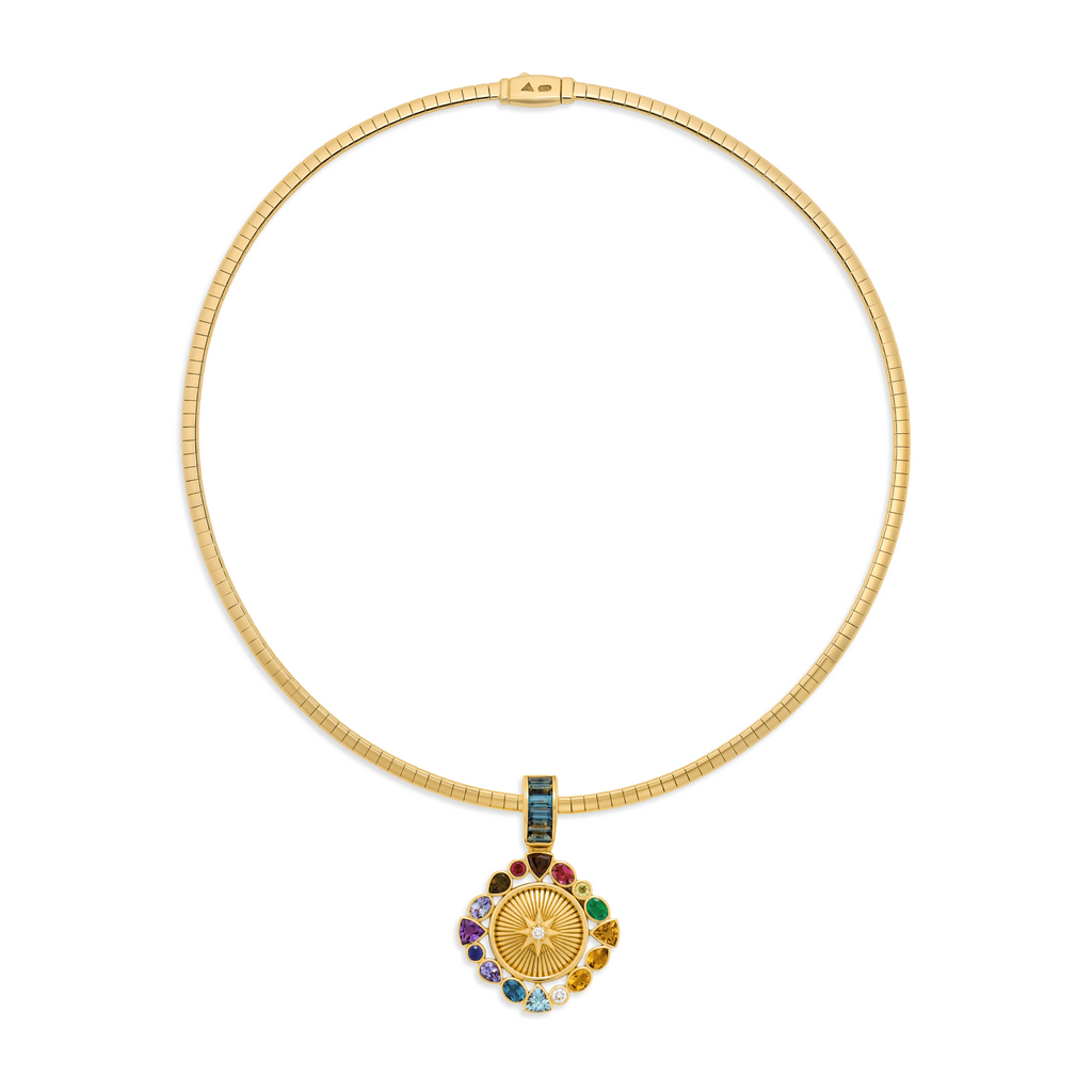 18K Yellow Gold Foundation | Temenos Inner Light Small Sleek Collar Necklace| Multi-Stone, Yellow Gold – FoundRae view 3