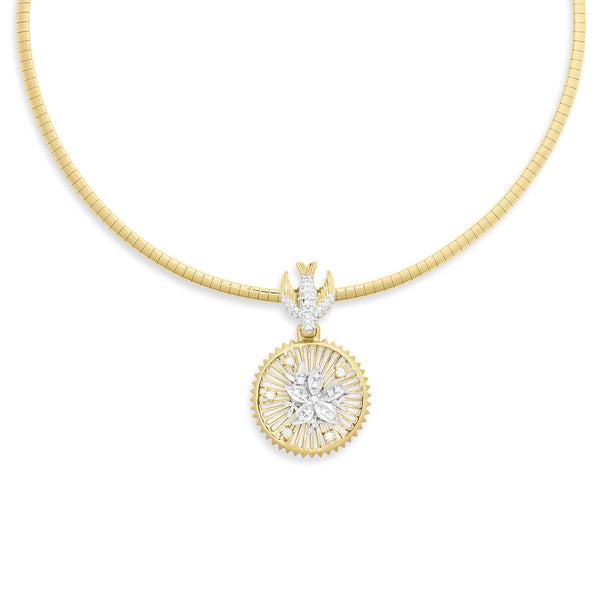 Resilience | Blossoms and Sparrow Small Sleek Collar Necklace | Diamonds, Mixed Gold