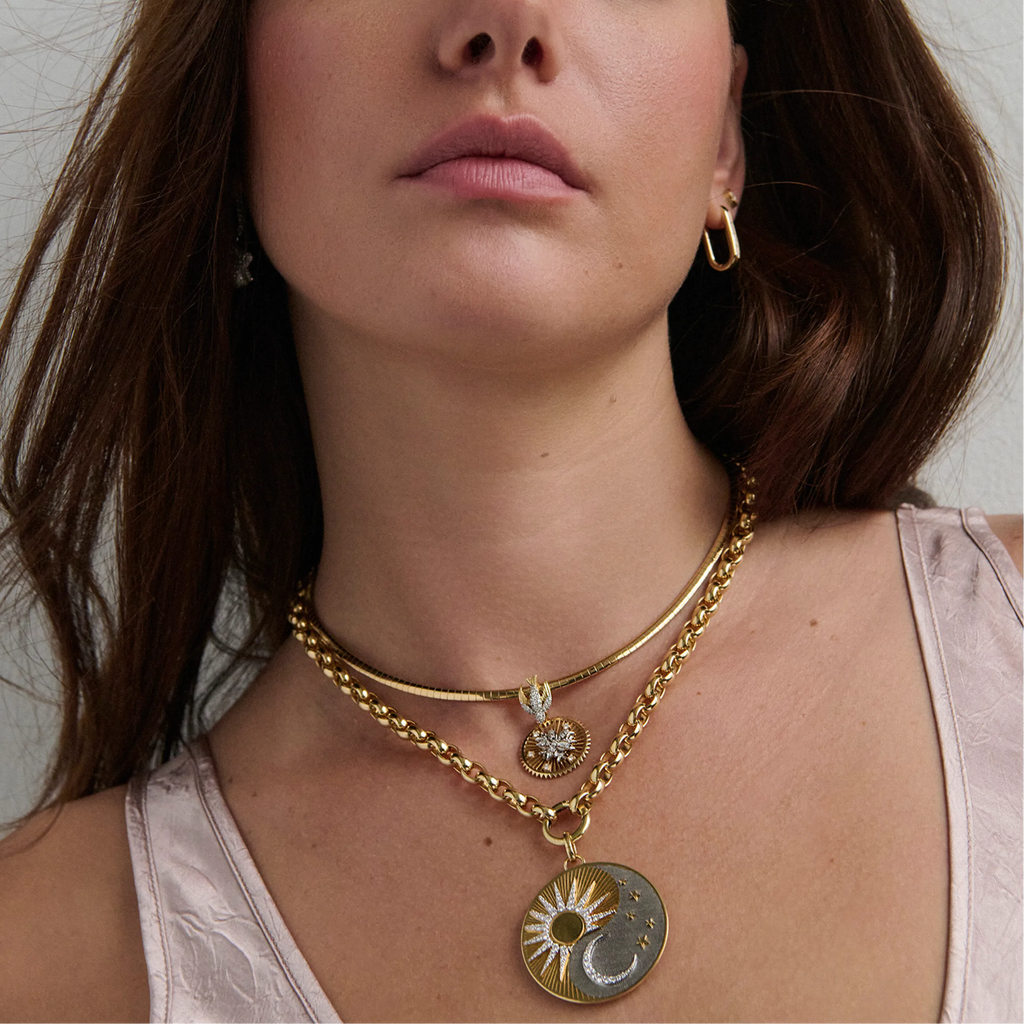 18K Mixed Gold Resilience | Blossoms and Sparrow Small Sleek Collar Necklace | Diamonds, Mixed Gold – FoundRae view 2