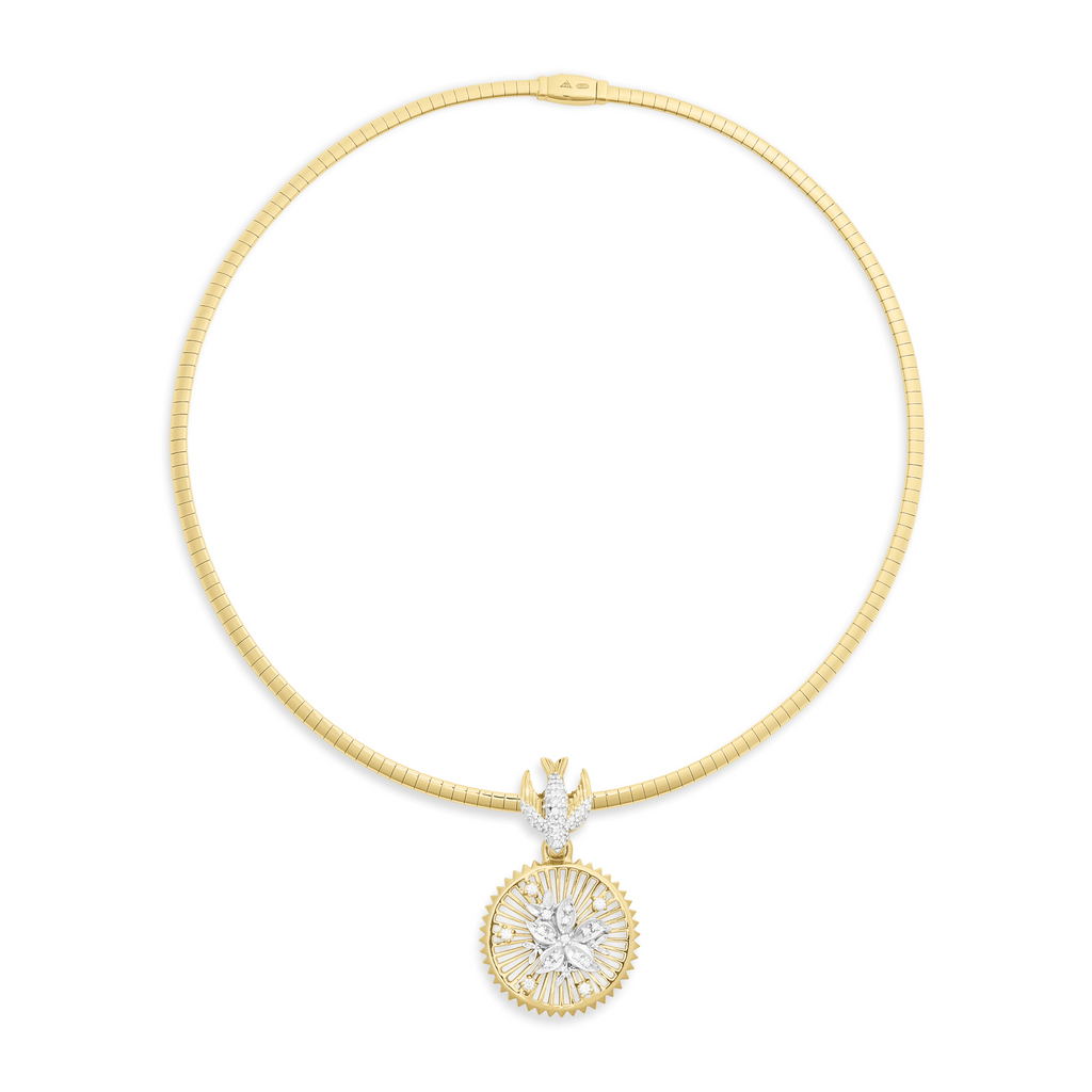 18K Mixed Gold Resilience | Blossoms and Sparrow Small Sleek Collar Necklace | Diamonds, Mixed Gold – FoundRae view 3