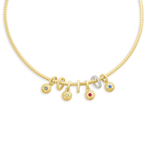 Foundation | Birthday Starstone and Slides Small Sleek Collar Necklace | Multi-Stone, Yellow Gold