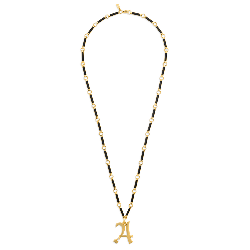 18K Yellow Gold Personalized - Foundation | Engravable Initial Element Necklace | Onyx, Diamond, Yellow Gold – FoundRae view 3