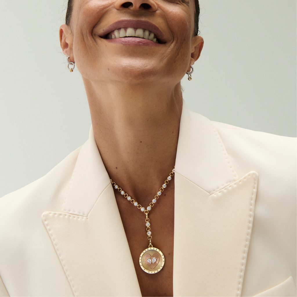 18K Yellow Gold True Love | Forever a Pair Rivière Link Extension Necklace | Diamonds, 18K Mixed Gold – FoundRae view 2