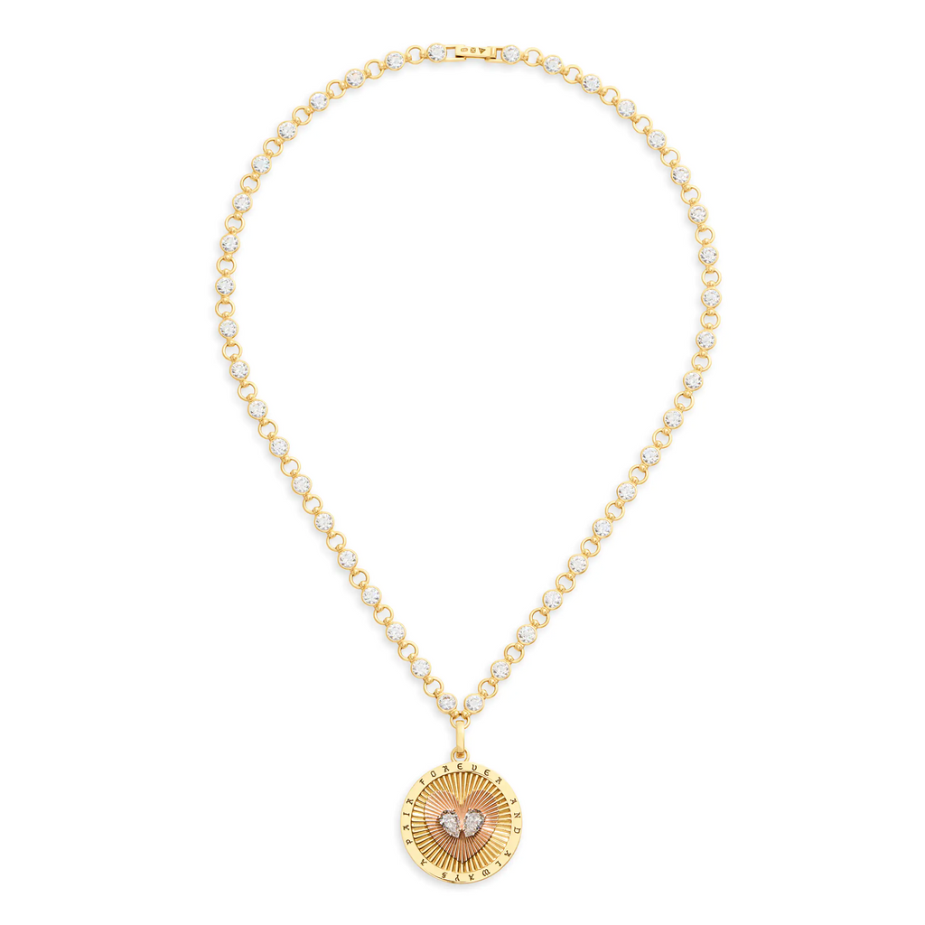 18K Yellow Gold True Love | Forever a Pair Rivière Link Extension Necklace | Diamonds, 18K Mixed Gold – FoundRae view 4