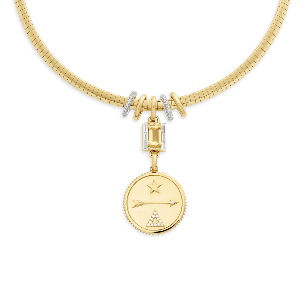 18K Mixed Gold Dream - True Love | Gemstone Cache Link and Slides Medium Sleek Collar Necklace | Diamonds, Yellow Citrine, Mixed Gold – FoundRae view 1
