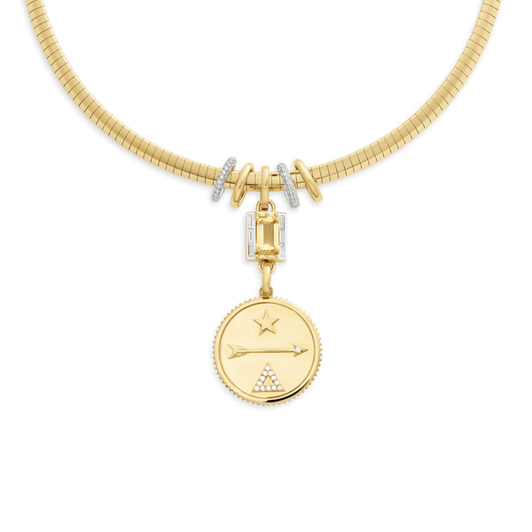 Dream - True Love | Gemstone Cache Link and Slides Medium Sleek Collar Necklace | Diamonds, Yellow Citrine, Mixed Gold