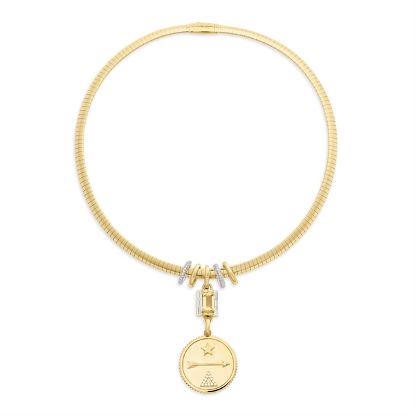 Dream - True Love | Gemstone Cache Link and Slides Medium Sleek Collar Necklace | Diamonds, Yellow Citrine, Mixed Gold