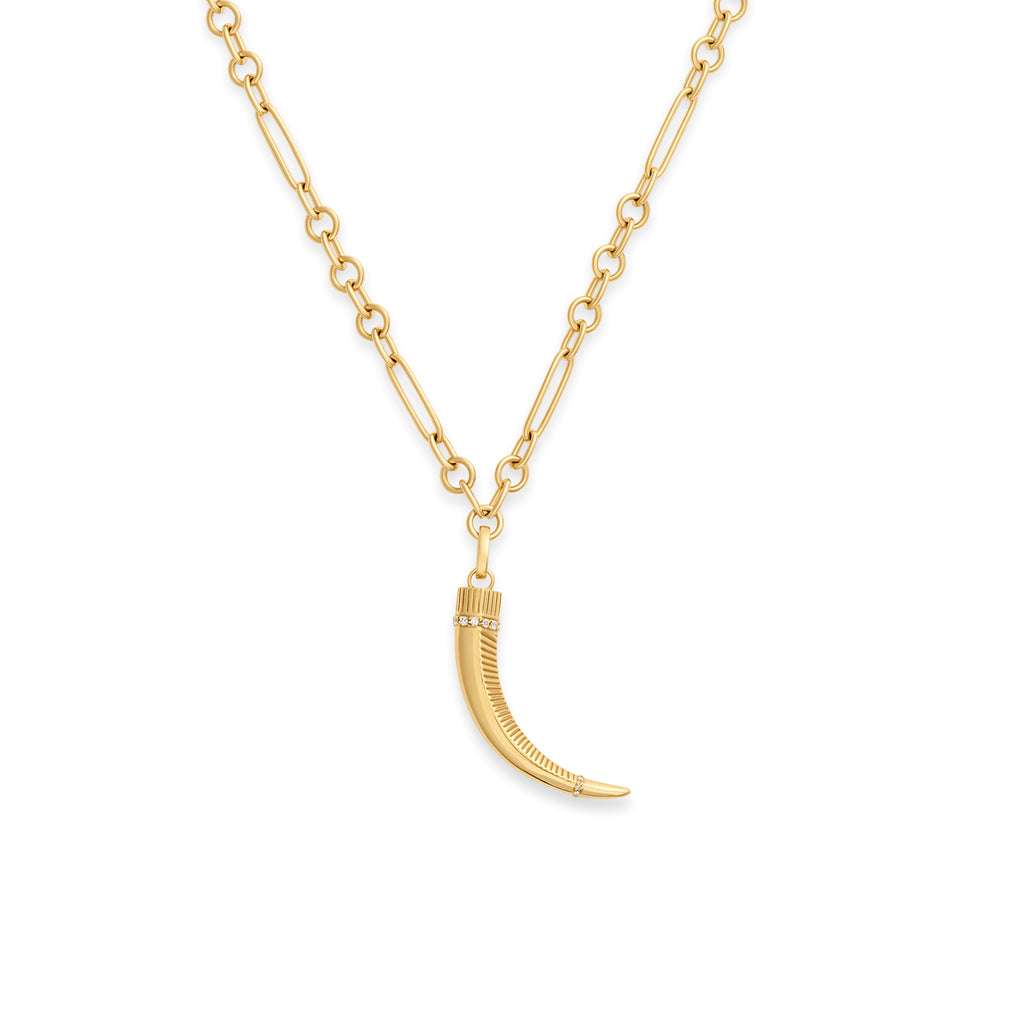 Protection | La Loba Claw Small Mixed Clip Necklace | Diamonds, Yellow Gold view 1