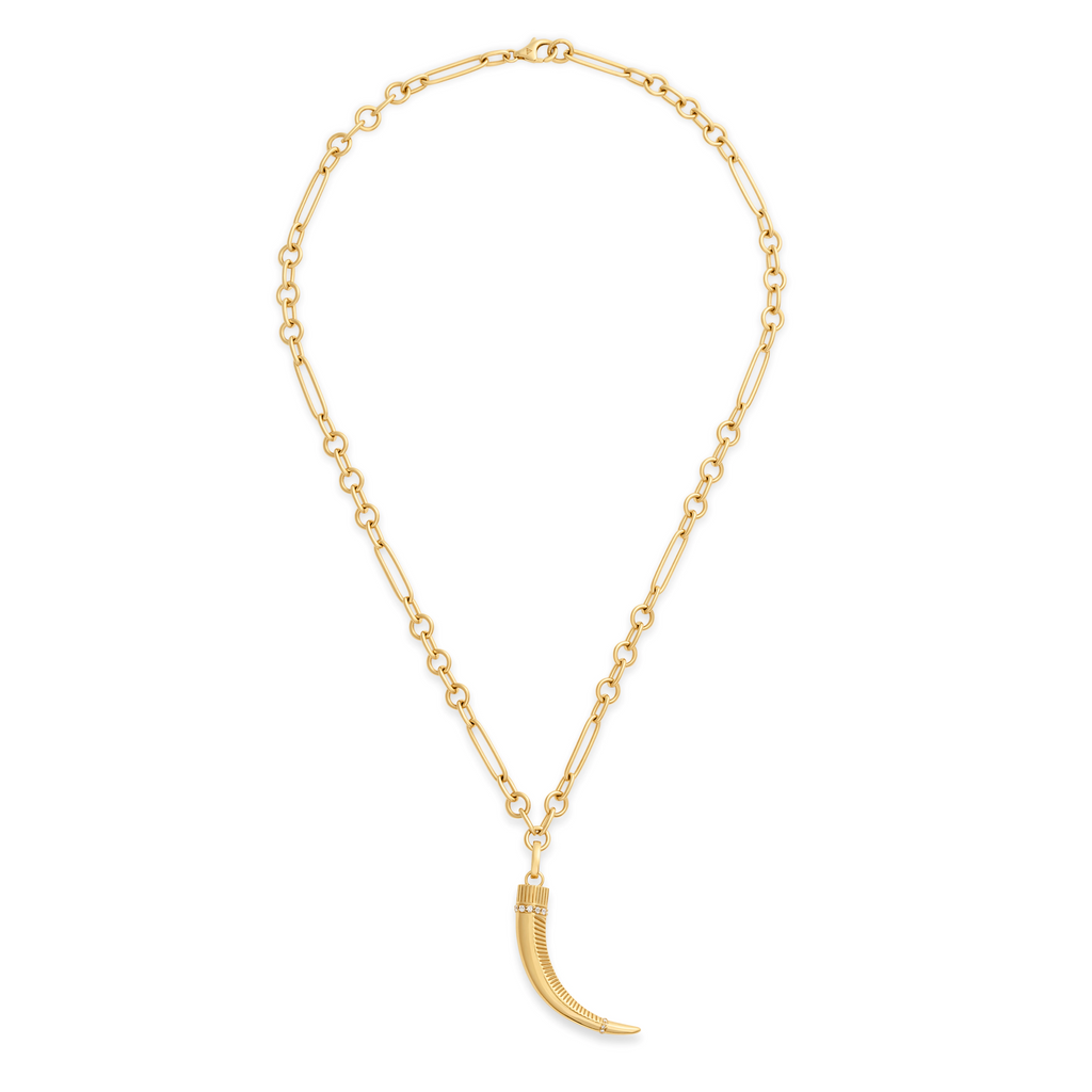18K Yellow Gold Protection | La Loba Claw Small Mixed Clip Necklace | Diamonds, Yellow Gold – FoundRae view 3