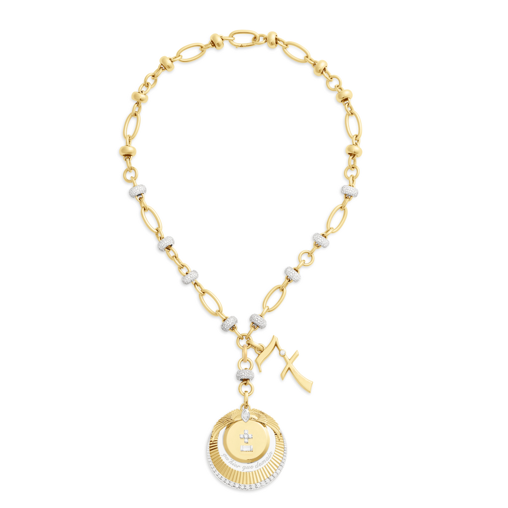 18K Yellow Gold Personalized - Vivacity | Ever Growing Love and Engravable Number Pavé Orbit Extension Necklace | Diamonds, Yellow Gold – FoundRae view 3