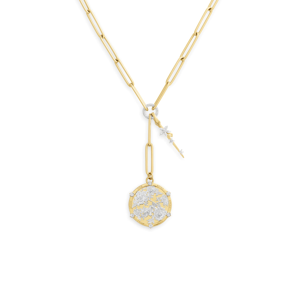 Resilience | Floral Screen and Thorn Large Clip Extension Necklace | Diamonds, Mixed Gold view 1