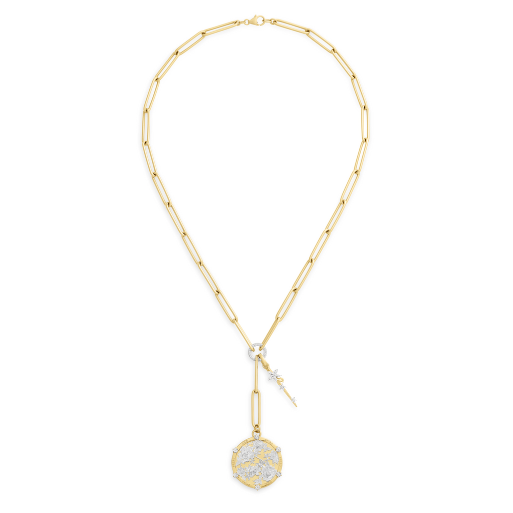 18K Mixed Gold Resilience | Floral Screen and Thorn Large Clip Extension Necklace | Diamonds, Mixed Gold – FoundRae view 3