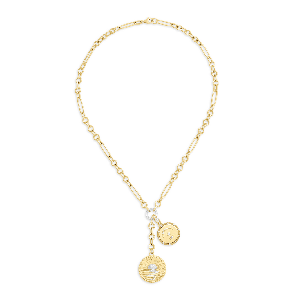 18K Yellow Gold Internal Compass | New Beginnings and Pause Small Mixed Clip Extension Necklace | Diamonds, Yellow Gold – FoundRae view 3