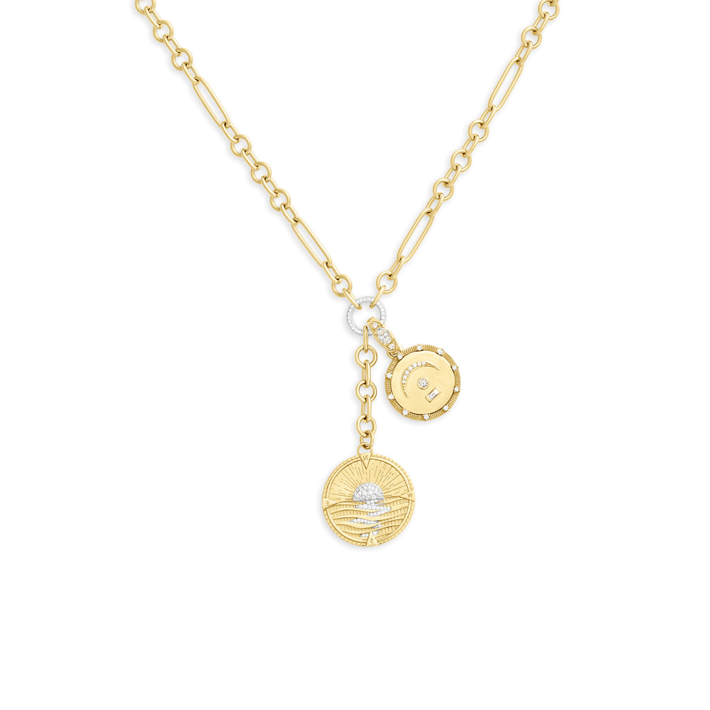 Internal Compass | New Beginnings and Pause Small Mixed Clip Extension Necklace | Diamonds, Yellow Gold view 1