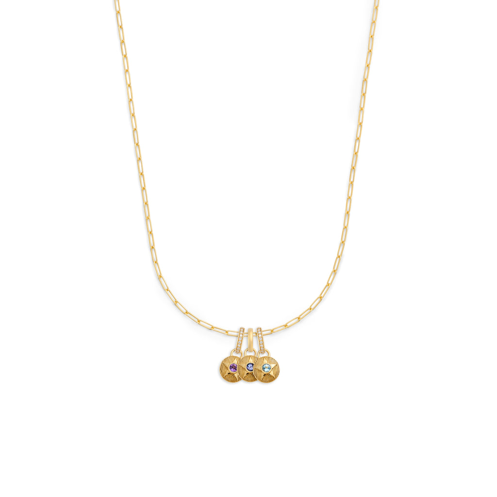 Foundation | Birthday Starstone Fine Clip Necklace | Multi-Stone, Yellow Gold view 1