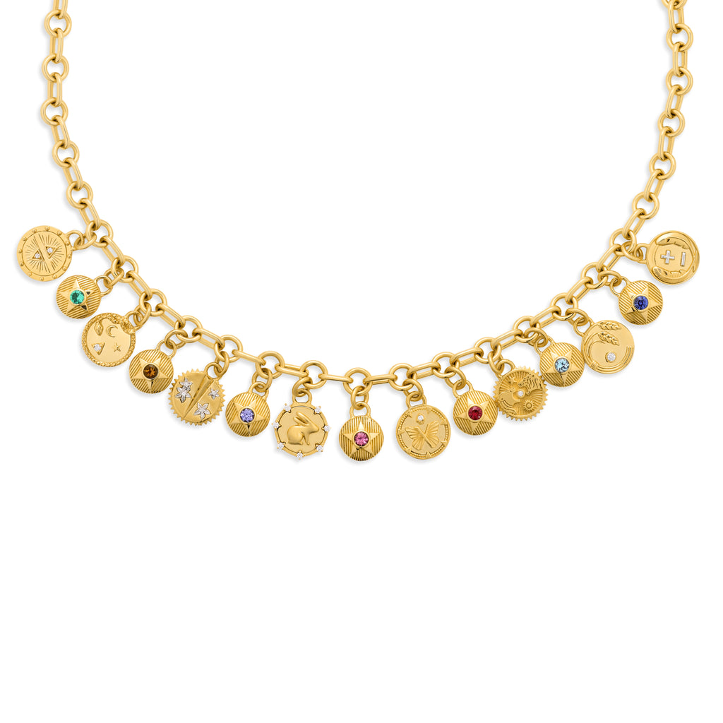 Foundation | Tenets and Birthday Starstone Small Mixed Link Necklace | Multi-Stone, Yellow Gold view 1
