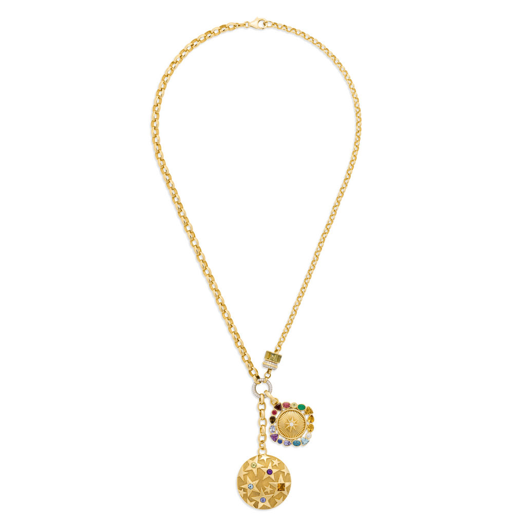18K Yellow Gold Personalized - Foundation | Custom Birthday Starstone and Temenos Inner Light Heavy Mixed Belcher Extension Necklace | Multi-Stone, Yellow Gold – FoundRae view 3