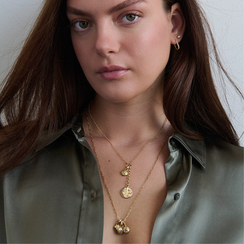 Foundation - Resilience| Blossoms and Birthday Starstone Small Mixed Belcher Extension Necklace | Multi-Stone, Yellow Gold view 2