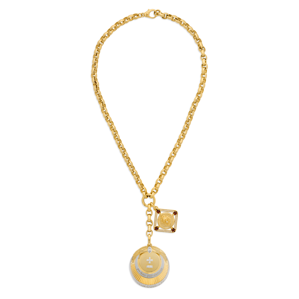 18K Yellow Gold Vivacity - Strength | Ever Growing Love Oversized Belcher Extension Necklace | Diamonds, Garnet, Yellow Gold – FoundRae view 3