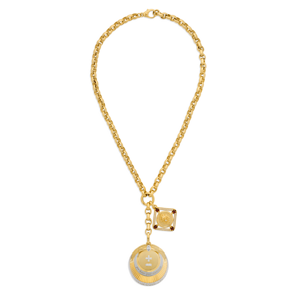 Vivacity - Strength | Ever Growing Love Oversized Belcher Extension Necklace | Diamonds, Garnet, 18K Yellow Gold