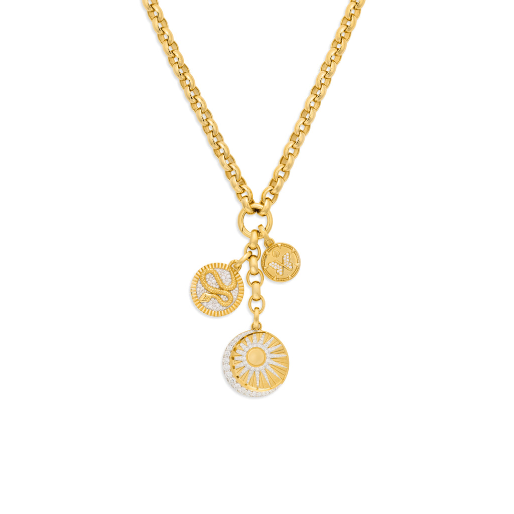 Wholeness - Reverie | Balance and Pavé Snake Oversized Belcher Extension Necklace | Diamonds, Mixed Gold view 1