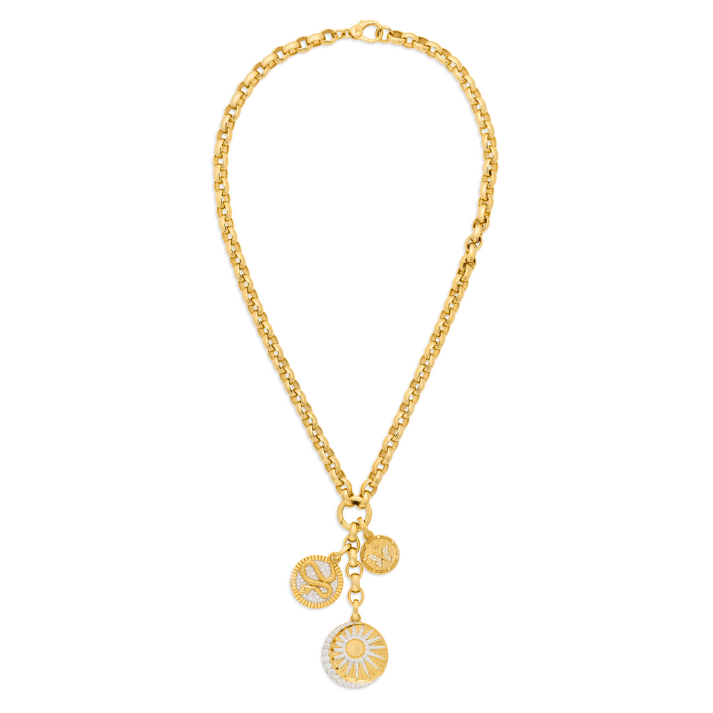 18K Mixed Gold Wholeness - Reverie | Balance and Pavé Snake Oversized Belcher Extension Necklace | Diamonds, Mixed Gold – FoundRae view 3