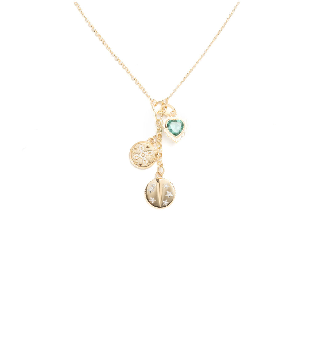 Resilience, True Love & Gemstone Heart : Small Mixed Belcher Extension Necklace view 1