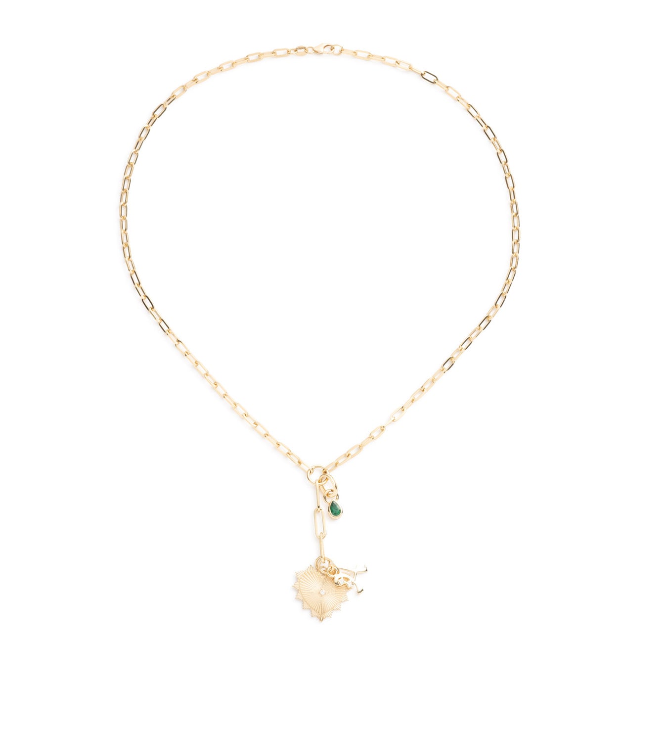 Radiating Heart, Initial & Pear : Refined Clip Extension Necklace