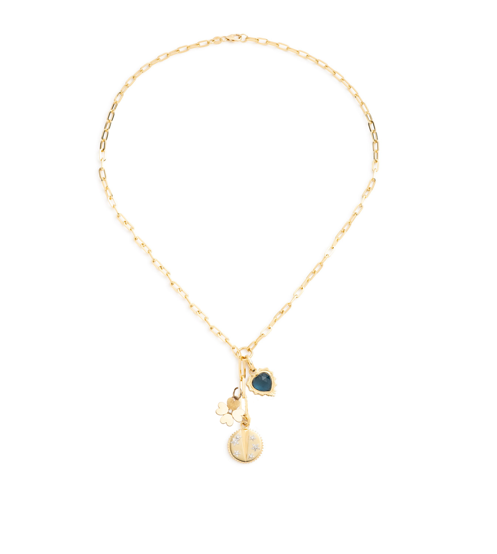 18K Yellow Gold Resilience, Clover & Gemstone Heart : Refined Clip Extension Necklace – FoundRae