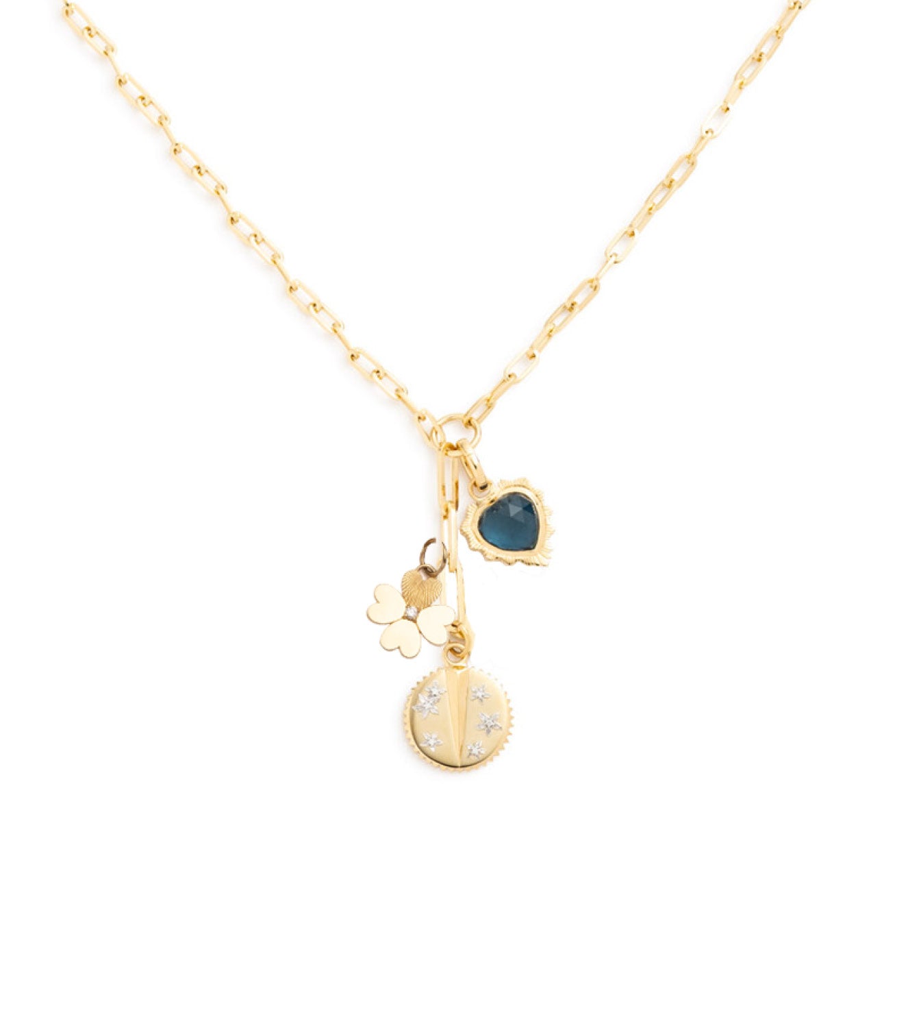 Resilience, Clover & Gemstone Heart : Refined Clip Extension Necklace