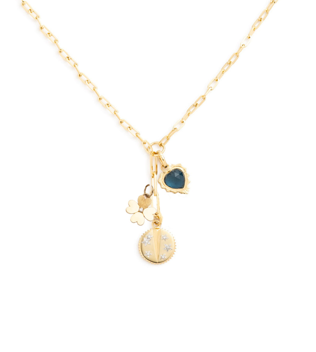 18K Yellow Gold Resilience, Clover & Gemstone Heart : Refined Clip Extension Necklace – FoundRae