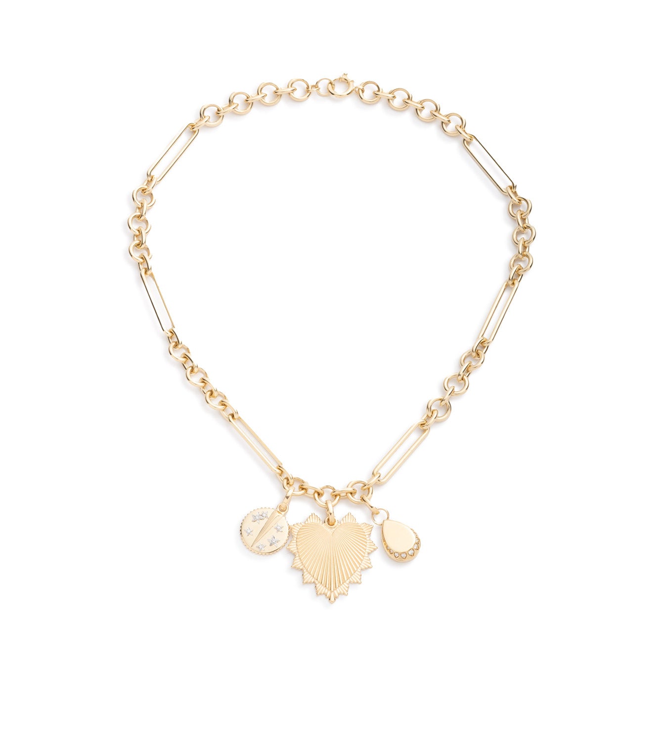 Heart Love Token, Resilience & Pear : Midsize Mixed Clip Necklace