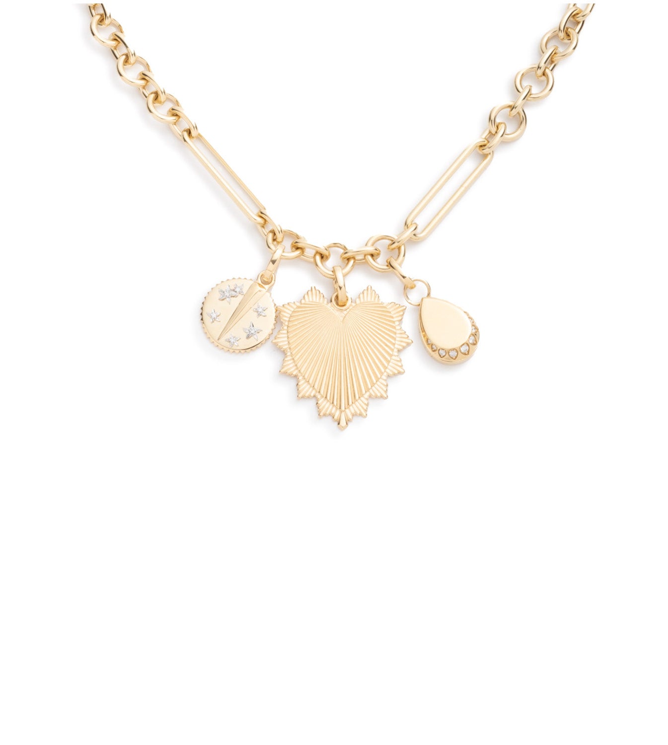 Heart Love Token, Resilience & Pear : Midsize Mixed Clip Necklace
