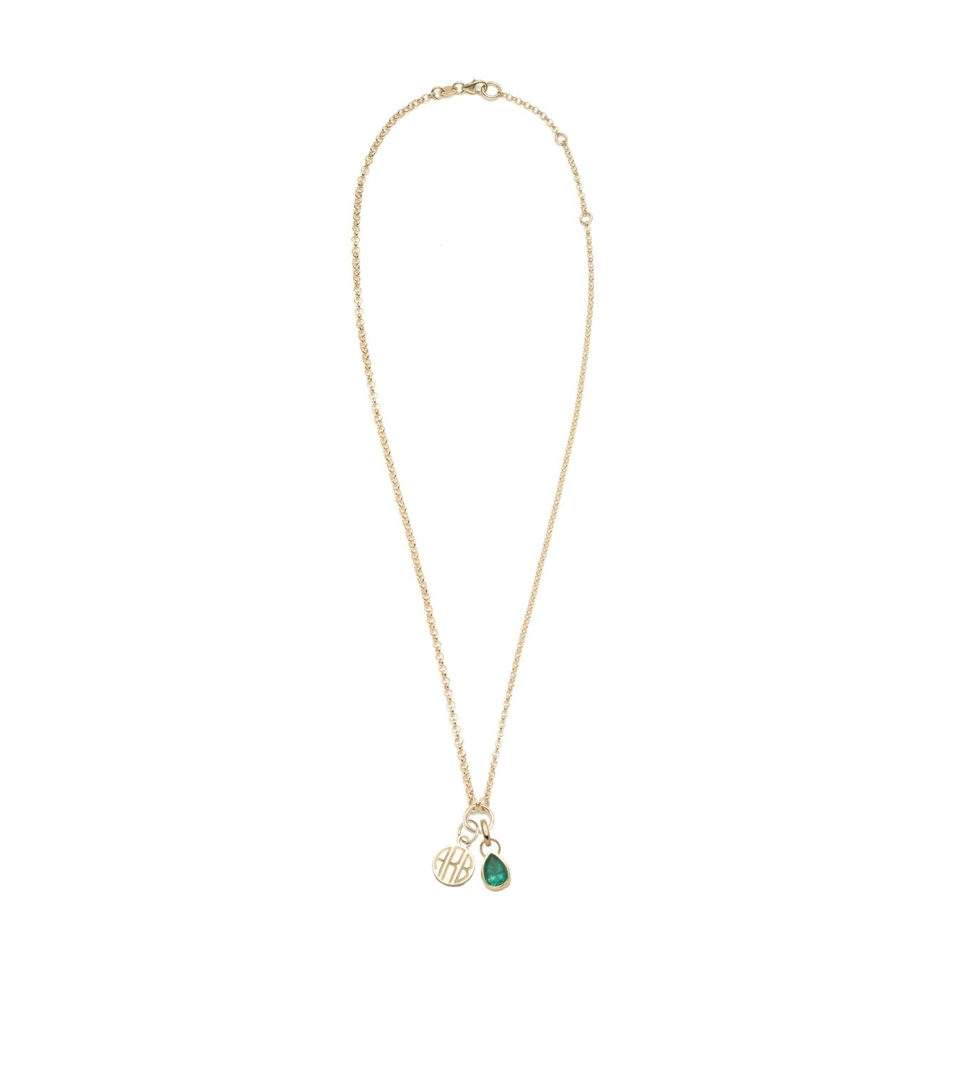 Engravable & Forever & Always a Pair : Emerald Fine Belcher Stationary Necklace