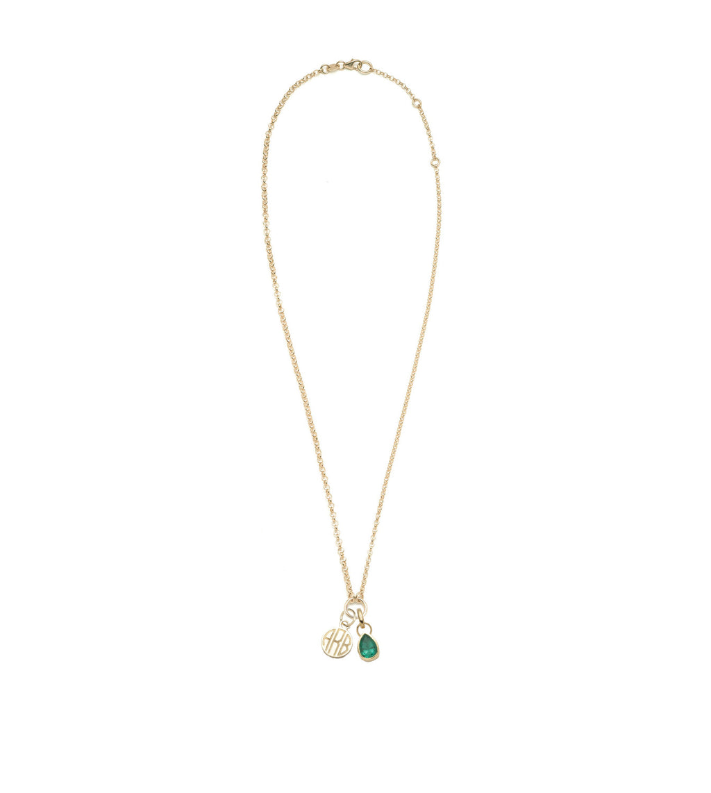 Engravable & Forever & Always a Pair : Emerald Fine Belcher Stationary Necklace view 2