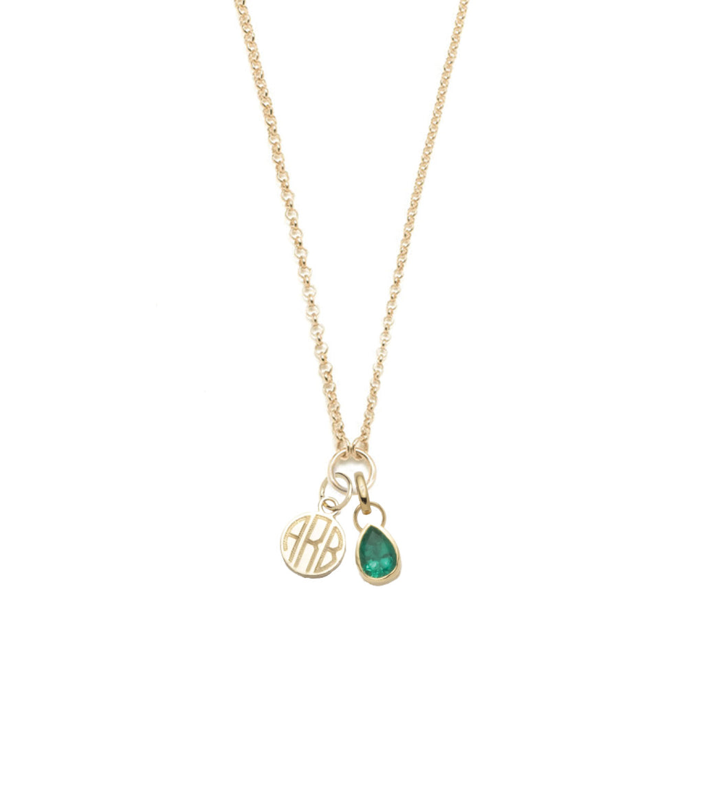 Engravable & Forever & Always a Pair : Emerald Fine Belcher Stationary Necklace view 1