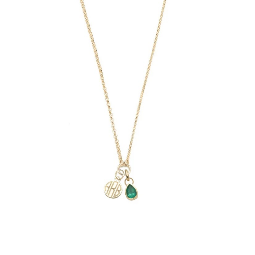 Engravable & Forever & Always a Pair : Emerald Fine Belcher Stationary Necklace view 1
