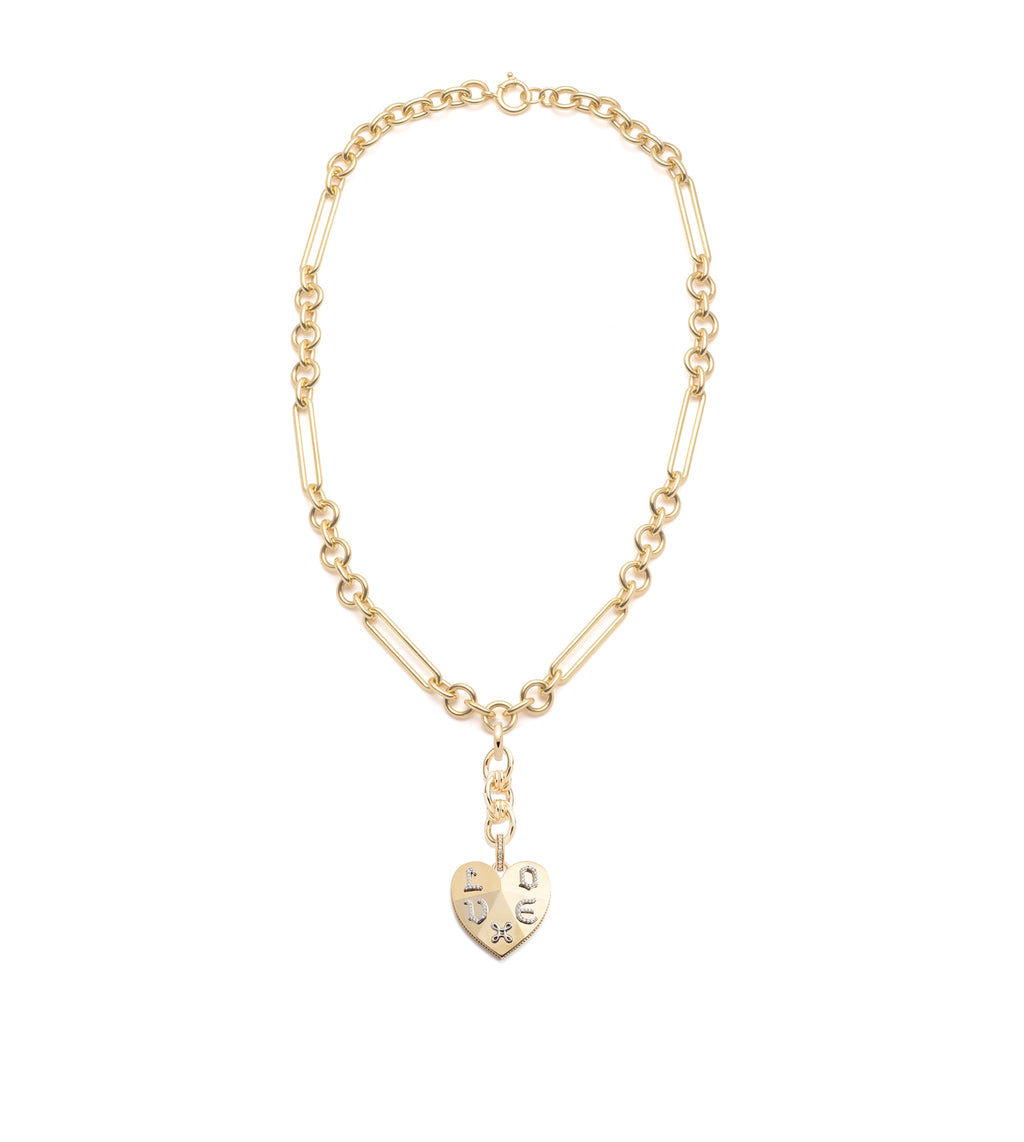 18K Yellow Gold Vivacity : Faceted Heart Midsize Mixed Clip Necklace with Knot Extension – FoundRae