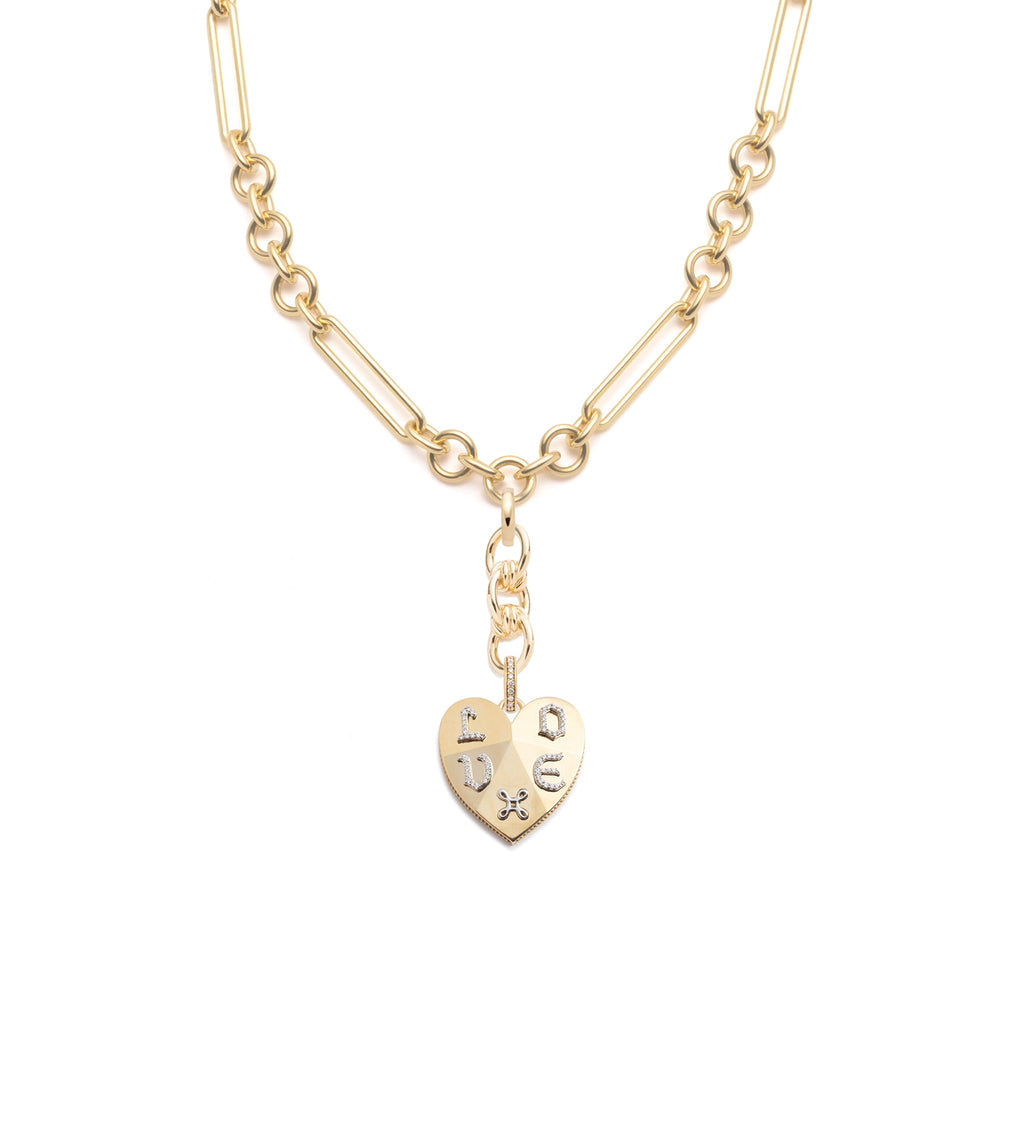 Vivacity : Faceted Heart Midsized Mixed Clip Necklace with Knot Extension view 1