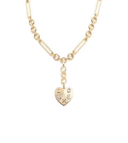 Vivacity : Faceted Heart Midsize Mixed Clip Necklace with Knot Extension