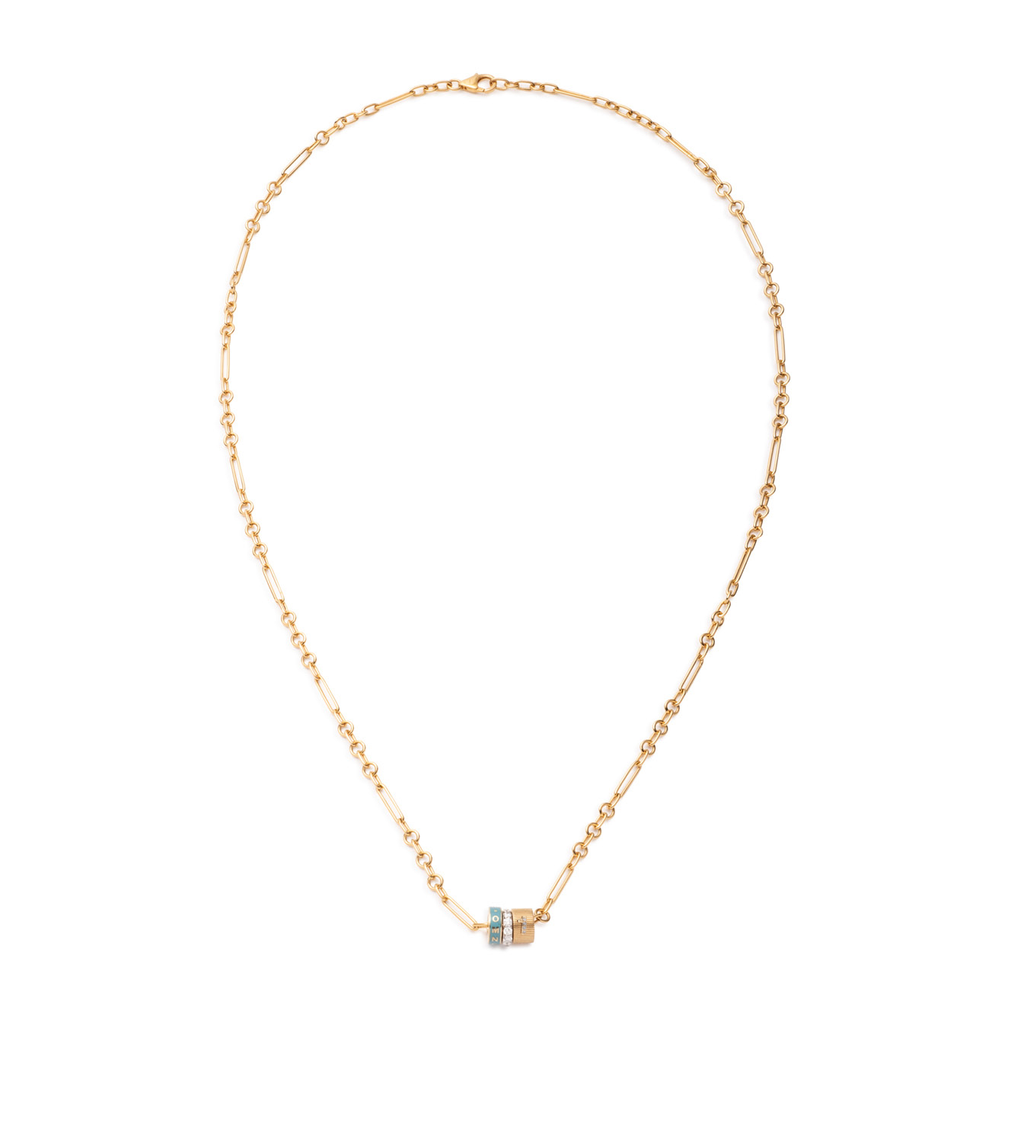 18K Yellow Gold Reverie, Pave and Number Heart Beat : Fine Mixed Clip Chain Necklace – FoundRae