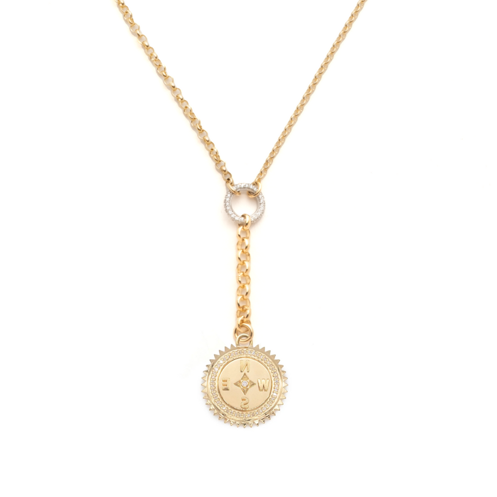 18K Yellow Gold Internal Compass : Small Mixed Belcher Extension Chain Necklace – FoundRae view 3