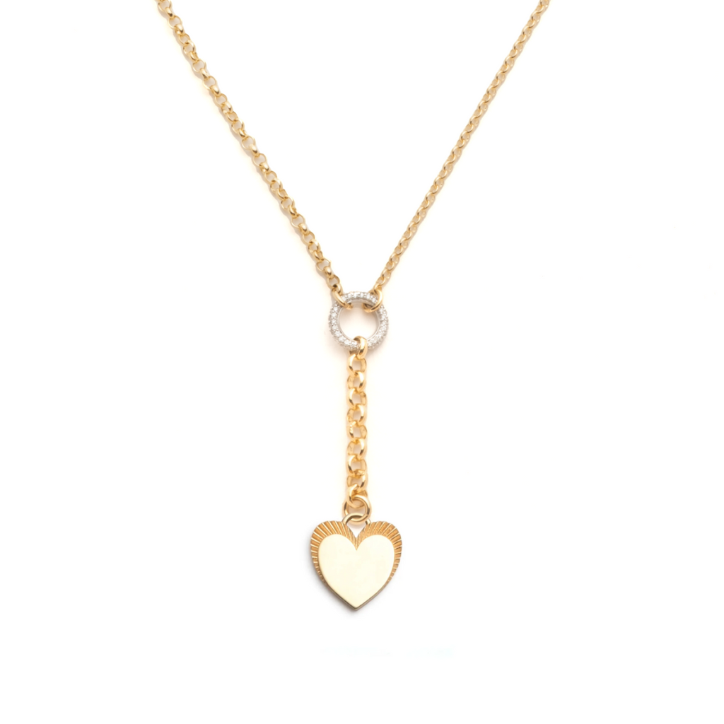 18K Yellow Gold Engravable Heart : Small Mixed Belcher Extension Necklace – FoundRae view 3