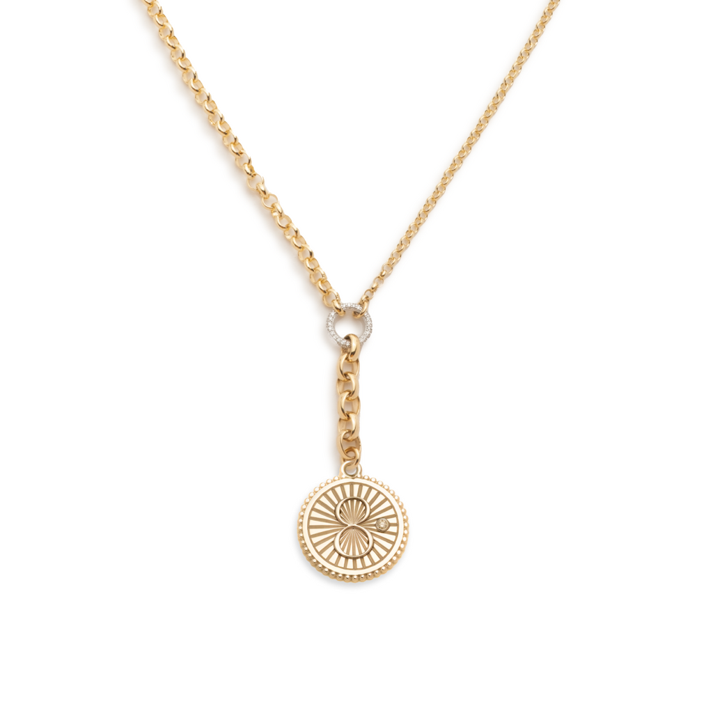 Infinite Gratitude | Karma Medium Mixed Belcher Extension Necklace | Diamond, Yellow Gold view 1