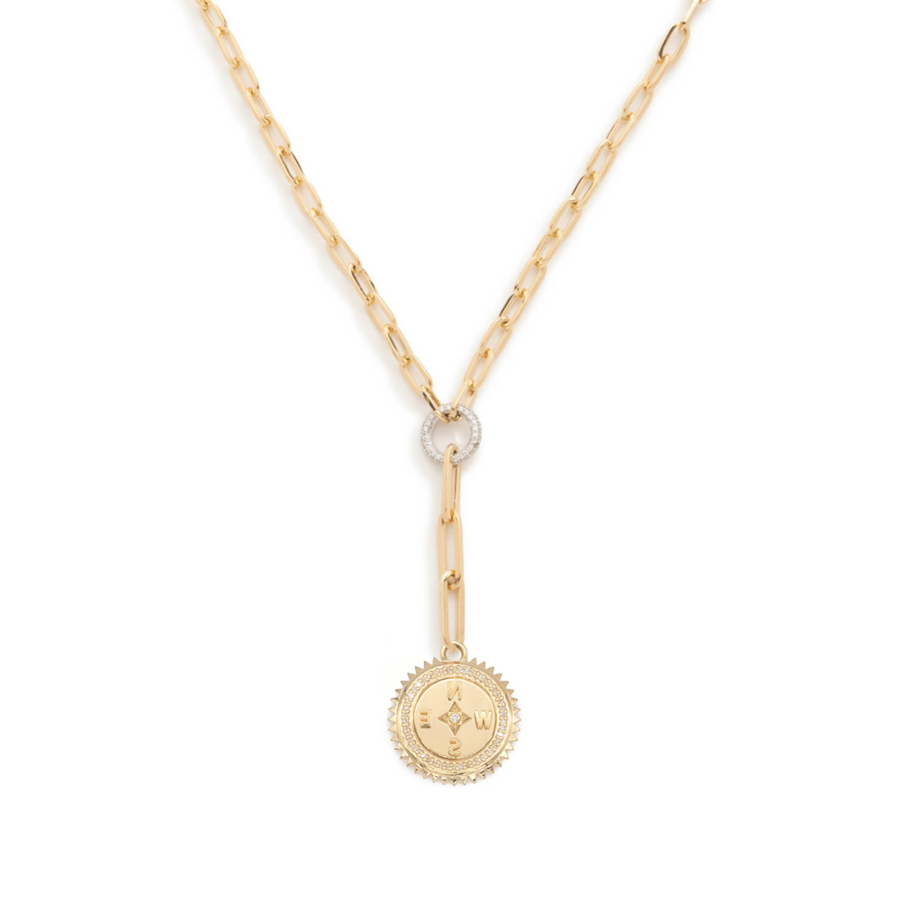 18K Yellow Gold Internal Compass : Refined Clip Extension Chain Necklace – FoundRae view 4
