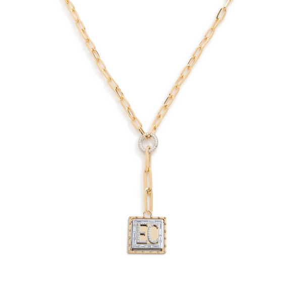 Personalized - True Love | Custom Lovestruck Pierced Small Clip Extension Necklace | Diamonds, Yellow Gold