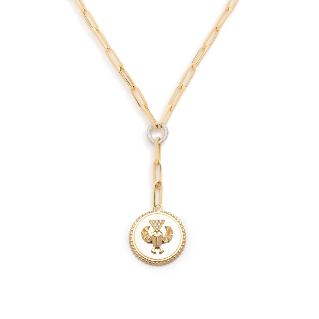 18K Yellow Gold Protection : Classic Fob Clip Extension Chain Necklace – FoundRae view 3