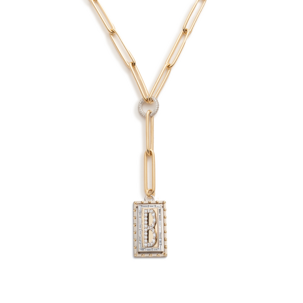 Personalized - True Love | Lovestruck Pierced Large Clip Extension Necklace | Diamonds, Yellow Gold