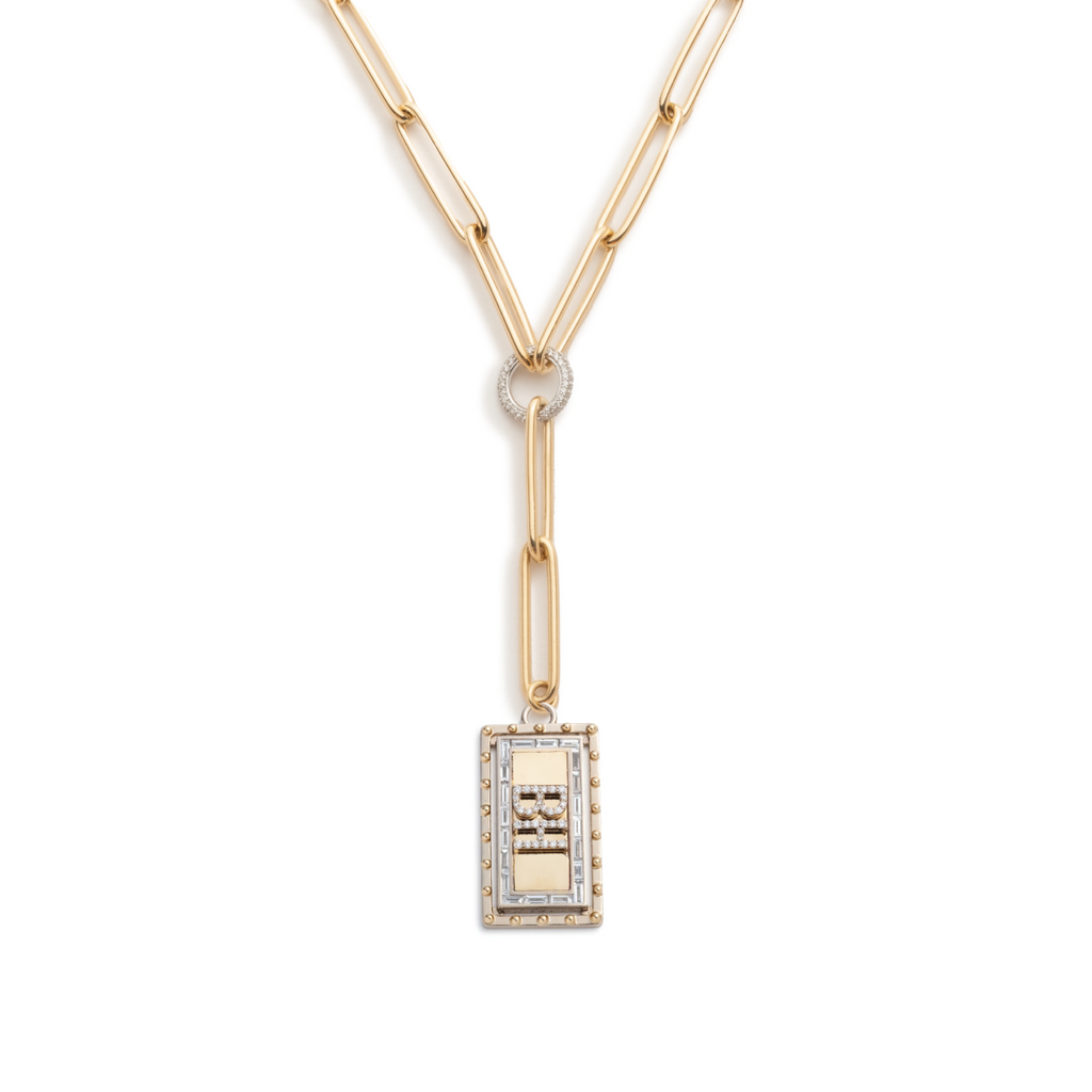 18K Yellow Gold Lovestruck : Custom Medium Pierced Diamond Extended Clip Chain Necklace – FoundRae view 4