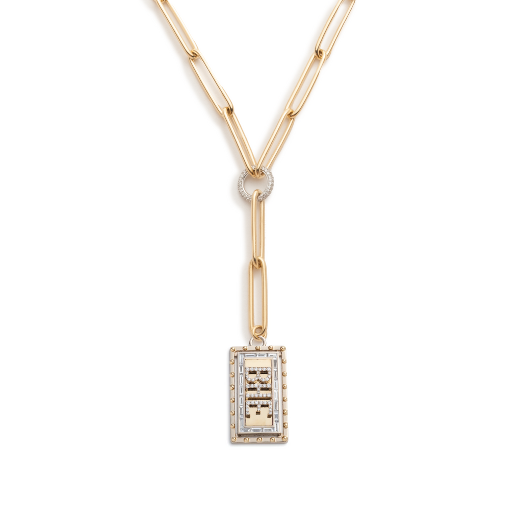 18K Yellow Gold Lovestruck : Custom Medium Pierced Diamond Extended Clip Chain Necklace – FoundRae view 5